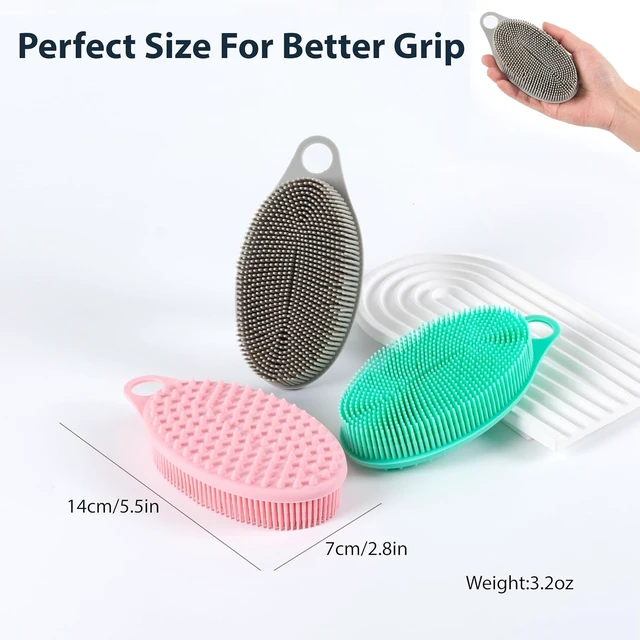Alt view image 4 of 7 - High Foam, Easy Clean, Dual-Purpose Shower Massager & Body Brush, Soft Exfoliating Loofah for Sensitive Skin, Silicone Body Scrubber Set