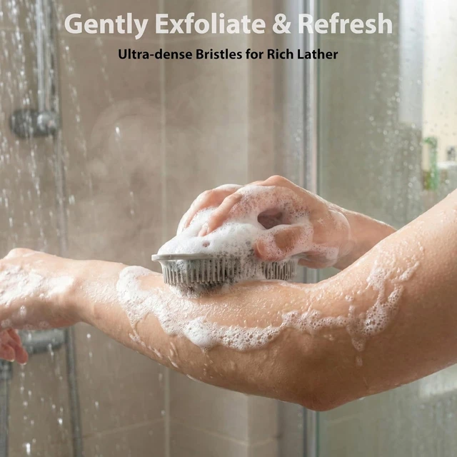 Alt view image 5 of 7 - High Foam, Easy Clean, Dual-Purpose Shower Massager & Body Brush, Soft Exfoliating Loofah for Sensitive Skin, Silicone Body Scrubber Set