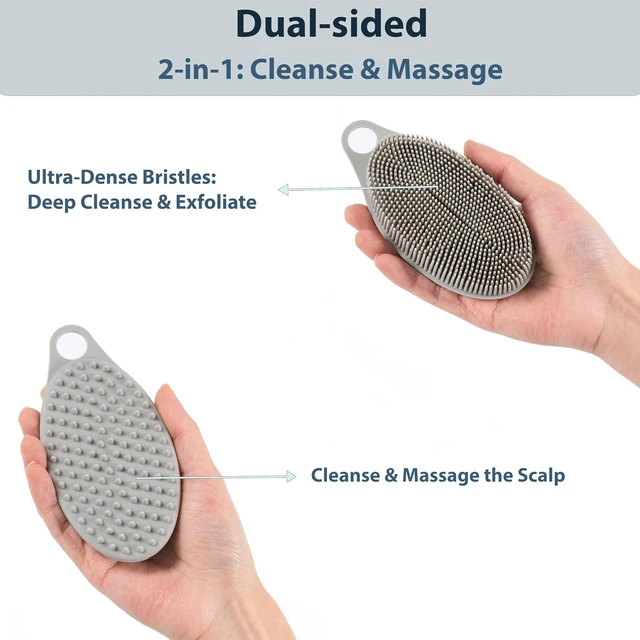 Alt view image 6 of 7 - High Foam, Easy Clean, Dual-Purpose Shower Massager & Body Brush, Soft Exfoliating Loofah for Sensitive Skin, Silicone Body Scrubber Set