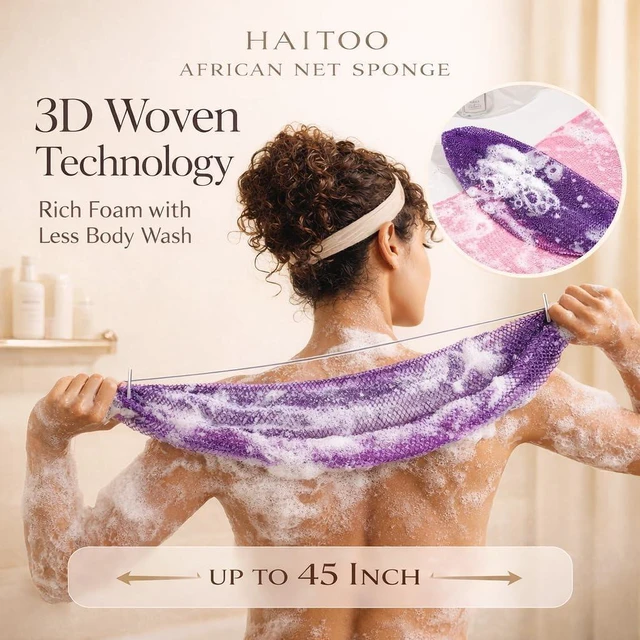 Alt view image 3 of 7 - Genuine African Net Sponge Exfoliating Body Back Scrubbing Washcloth