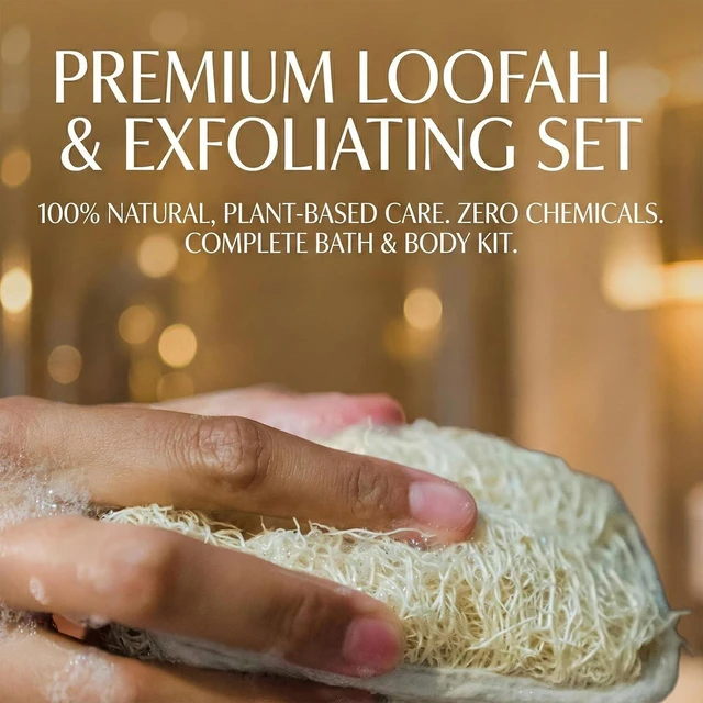 Alt view image 5 of 7 - Natural Loofah Body Scrubber & Shower Exfoliator Set