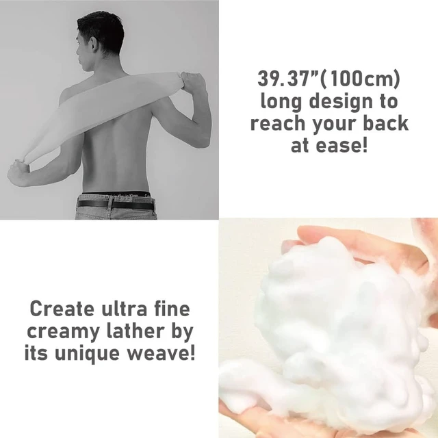Alt view image 3 of 6 - High Foam Lather Back Scrubber & Dead Skin Remover for Men and Women, Japan Made Extra Rough Exfoliating Washcloth