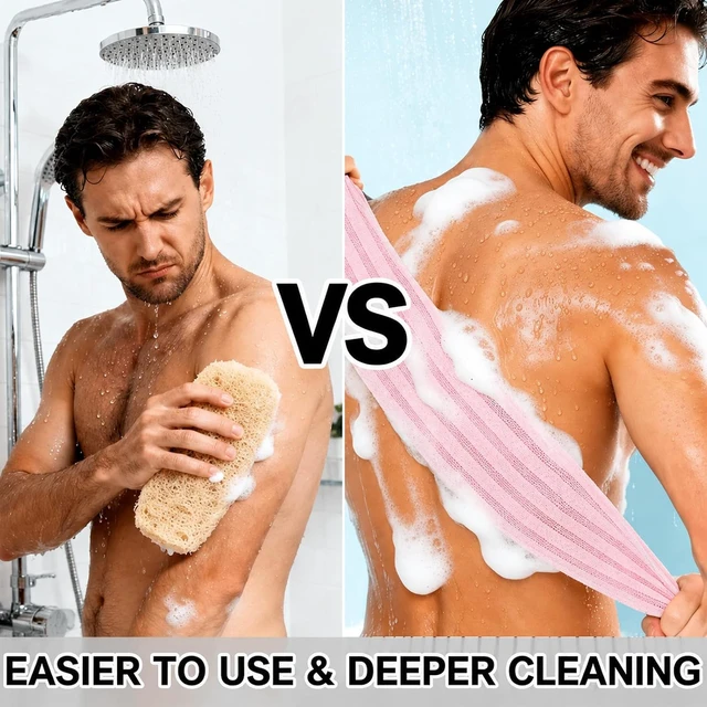 Alt view image 4 of 6 - Gentle Exfoliating Shower Towel for Men & Women, Long Body Back Scrubbing Washcloth