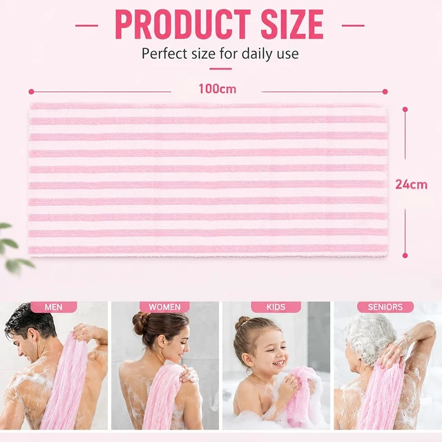 Alt view image 6 of 6 - Gentle Exfoliating Shower Towel for Men & Women, Long Body Back Scrubbing Washcloth