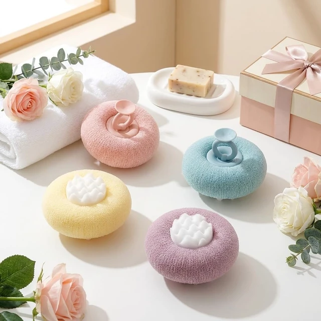 Alt view image 5 of 6 - Super Soft Sunflower Suction Cup Bath Sponge Ball for Body Cleaning