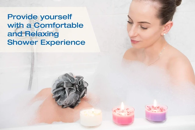 Alt view image 7 of 7 - Removes Oil & Dirt for Smooth Skin, Charcoal Exfoliating Bath Sponge Set - Deep Cleansing Body Scrubber for Men and Women