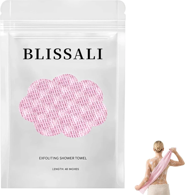 Main image of Premium Exfoliating Shower Towel Set for All Skin Types, Blissal Dual-Sided Microfiber Body Scrubber