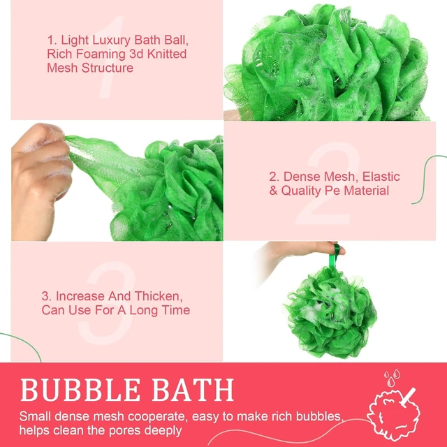 Alt view image 3 of 6 - Christmas Mesh Bath Pouf Set Red Green Exfoliating Shower Loofah Sponge Body Scrubber Gift for Women Men