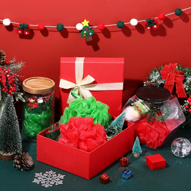 Alt view image 6 of 6 - Christmas Mesh Bath Pouf Set Red Green Exfoliating Shower Loofah Sponge Body Scrubber Gift for Women Men
