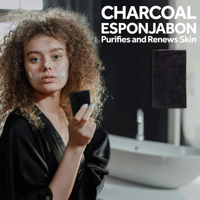 Alt view image 3 of 7 - Body Massage & Exfoliation with Mini Soap Bar Included, T.Taio Charcoal Sponge Soap for Bath Shower Scrubbing