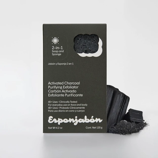 Alt view image 7 of 7 - Body Massage & Exfoliation with Mini Soap Bar Included, T.Taio Charcoal Sponge Soap for Bath Shower Scrubbing