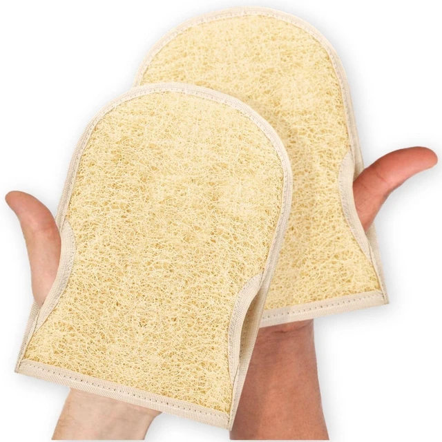 Main image of Natural Egyptian Loofah Shower Gloves - Body Exfoliating Scrubber Mitts for Men and Women