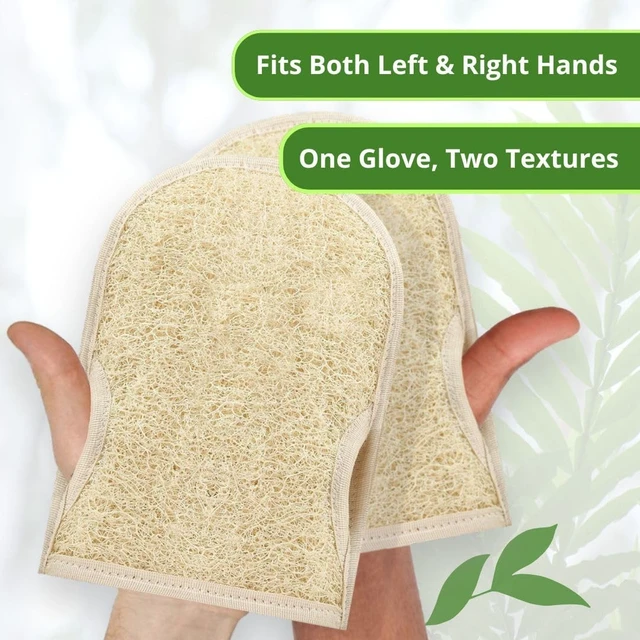 Alt view image 2 of 7 - Natural Egyptian Loofah Shower Gloves - Body Exfoliating Scrubber Mitts for Men and Women