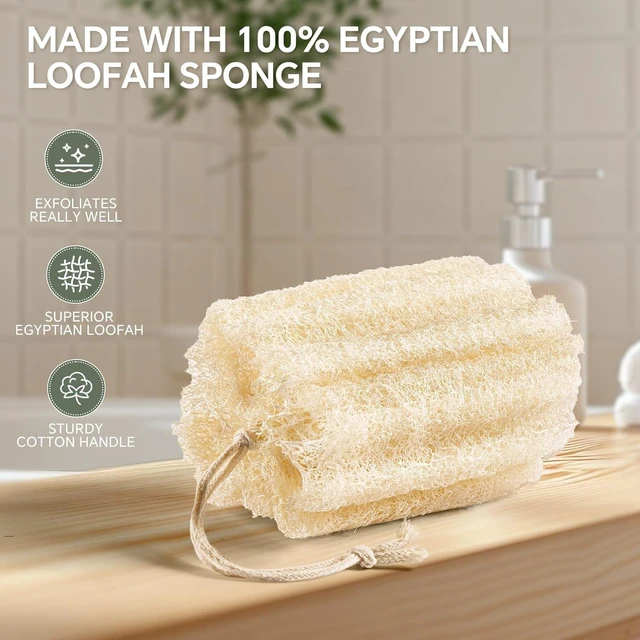 Alt view image 2 of 7 - Natural Egyptian Loofah Body Scrubber for Exfoliating Showers
