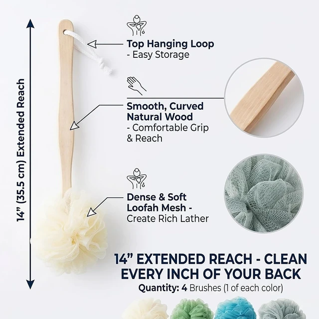 Alt view image 2 of 7 - Large Bath Loofah Sponge Puff Set