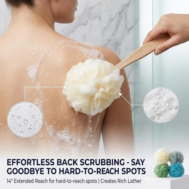 Alt view image 4 of 7 - Large Bath Loofah Sponge Puff Set