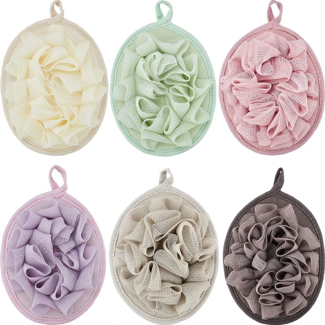 Main image of 6 Pcs Mesh Shower Pouf Sponge Ball Exfoliating Body Scrubber Glove Flower Bath Ball