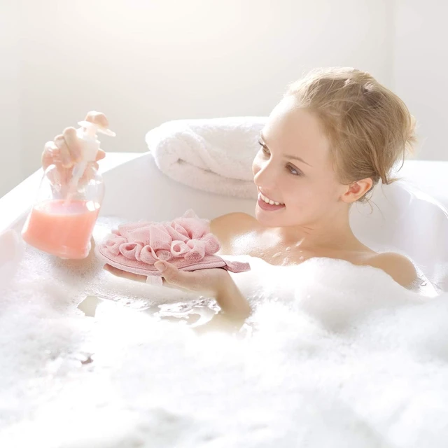 Alt view image 5 of 7 - 6 Pcs Mesh Shower Pouf Sponge Ball Exfoliating Body Scrubber Glove Flower Bath Ball
