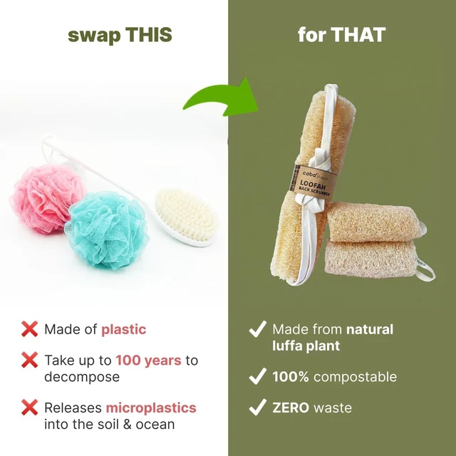 Alt view image 5 of 7 - Organic Luffa Body Exfoliator with Handles - Plant-Based Eco Shower Sponge for Deep Cleaning