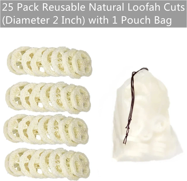 Alt view image 2 of 7 - DIY Bath Accessories with Storage Bag, Soap Saver Bag Holder, Reusable Exfoliating Sponge Pads, Natural Loofah Rounds for Body Scrubbing