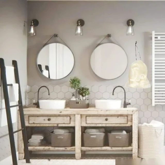 Alt view image 5 of 7 - DIY Bath Accessories with Storage Bag, Soap Saver Bag Holder, Reusable Exfoliating Sponge Pads, Natural Loofah Rounds for Body Scrubbing