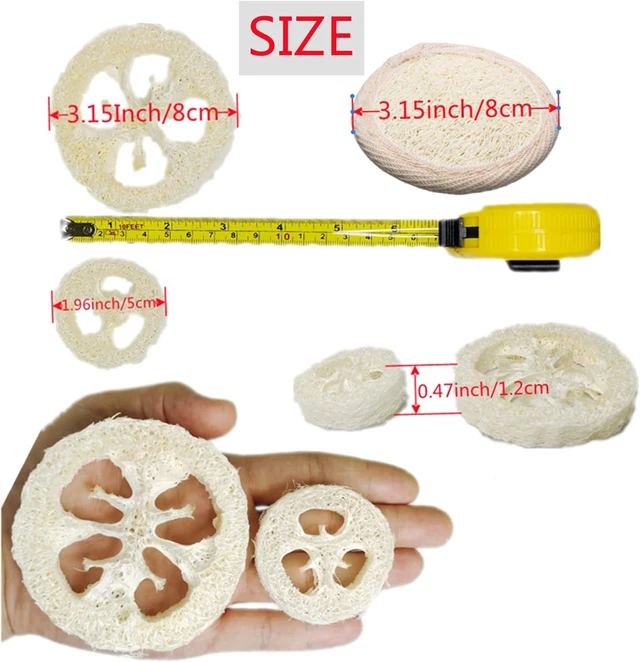Alt view image 7 of 7 - DIY Bath Accessories with Storage Bag, Soap Saver Bag Holder, Reusable Exfoliating Sponge Pads, Natural Loofah Rounds for Body Scrubbing