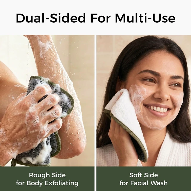Alt view image 4 of 7 - Facial and Body Deep Cleansing Exfoliating Towel Set