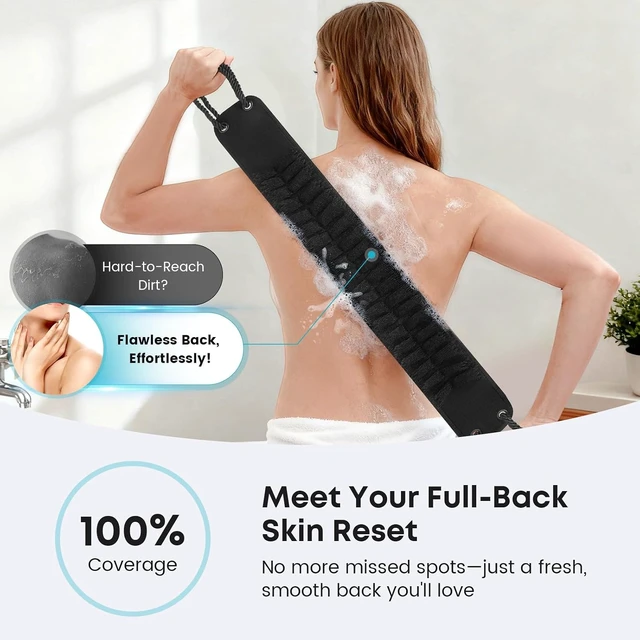 Alt view image 3 of 7 - Long Handle Shower Back Scrubber with Exfoliating Brush for Body Cleaning