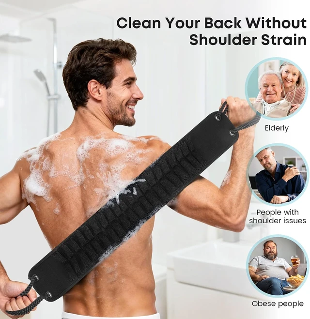 Alt view image 4 of 7 - Long Handle Shower Back Scrubber with Exfoliating Brush for Body Cleaning