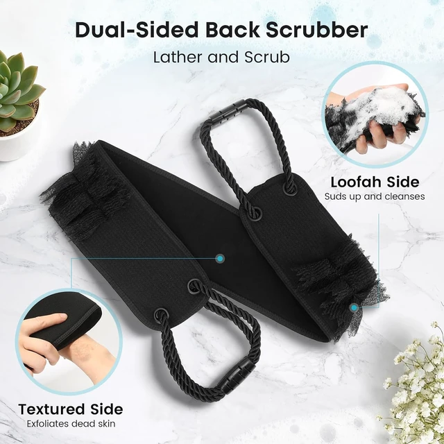 Alt view image 6 of 7 - Long Handle Shower Back Scrubber with Exfoliating Brush for Body Cleaning