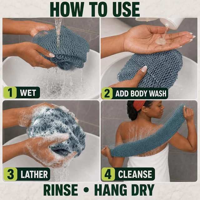 Alt view image 5 of 7 - Exfoliating Bath Scrubbing Net, African Mesh Loofah