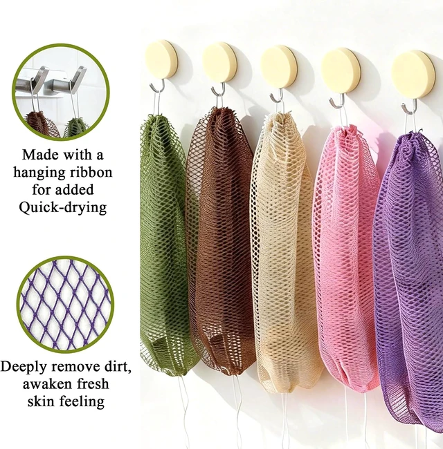 Alt view image 7 of 7 - Exfoliating Bath Scrubbing Net, African Mesh Loofah