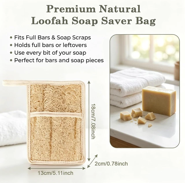 Alt view image 7 of 7 - Ideal for Shower and Travel, Premium Exfoliating Mesh Pouch for Rich Lather, Natural Loofah Soap Saver Bag