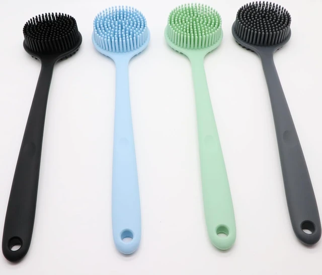 Alt view image 7 of 7 - Soft Exfoliating Body Bath Brush with Hook, Long Handle Silicone Back Scrubber for Shower