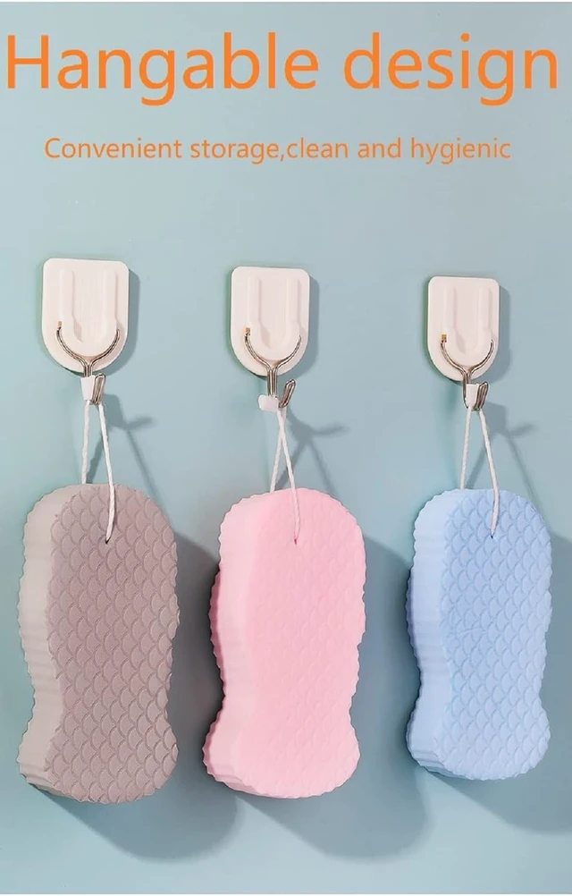 Alt view image 2 of 7 - Skin Friendly and Reusable for Adults Children and Pregnant Women, 3D Super Soft Body Scrubber, 3 Pcs Magic Exfoliating Bath Sponge