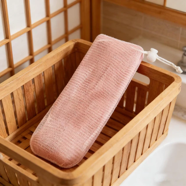 Alt view image 7 of 7 - Mesh Soap Bags with Drawstring Loofah Exfoliating Pouch Bubble Foaming Net for Body Facial Shower Cleaning