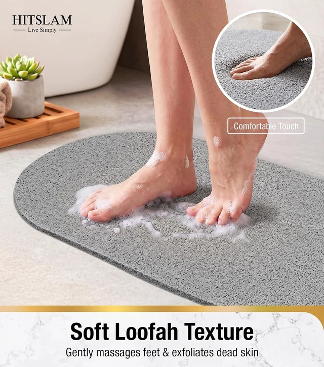 Alt view image 5 of 7 - Non-Slip Oval Loofah Bath Mat