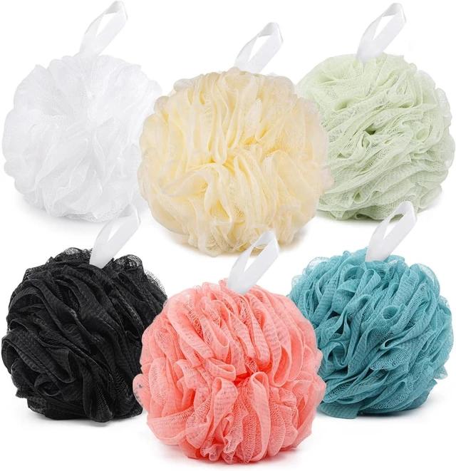 Main image of 6 Pcs Exfoliating Mesh Pouf Shower Puffs for Men and Women, Large Loofah Bath Sponge