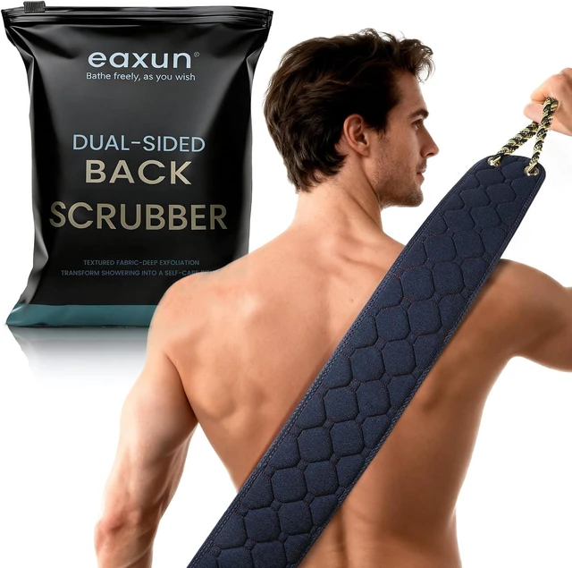 Main image of Long Handle Shower Back Scrubber with Dual Grips for Body Exfoliation
