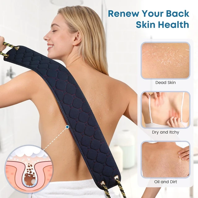 Alt view image 5 of 7 - Long Handle Shower Back Scrubber with Dual Grips for Body Exfoliation
