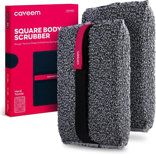 Alt view image 4 of 7 - Caveem Exfoliating Body Scrubber, Rough Exfoliation Body Exfoliator Sponge for Remove Dead Skin, Body Exfoliating Sponges, Bath and Body Exfoliate Buffer, Mens and Womens Sponge for Shower (2 Pack)