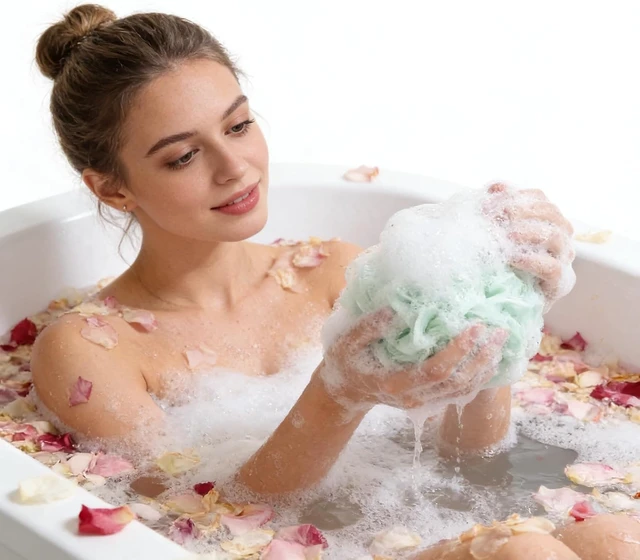 Alt view image 7 of 7 - Natural Luffa Body Scrubber Gentle Exfoliating Bath Sponge for Adults & Kids