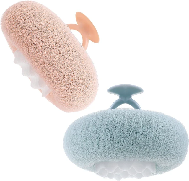 Main image of Soft Sunflower Suction Cup Bath Exfoliating Sponge Ball Body Brush Mesh Cleaning Scrubber with Comfortable Non-Slip Handle