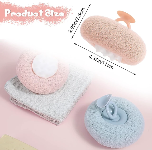 Alt view image 2 of 7 - Soft Sunflower Suction Cup Bath Exfoliating Sponge Ball Body Brush Mesh Cleaning Scrubber with Comfortable Non-Slip Handle