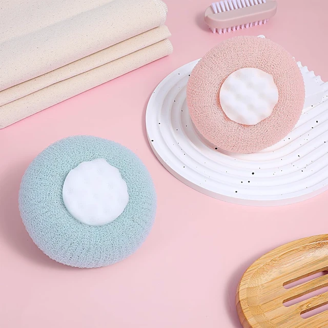 Alt view image 7 of 7 - Soft Sunflower Suction Cup Bath Exfoliating Sponge Ball Body Brush Mesh Cleaning Scrubber with Comfortable Non-Slip Handle