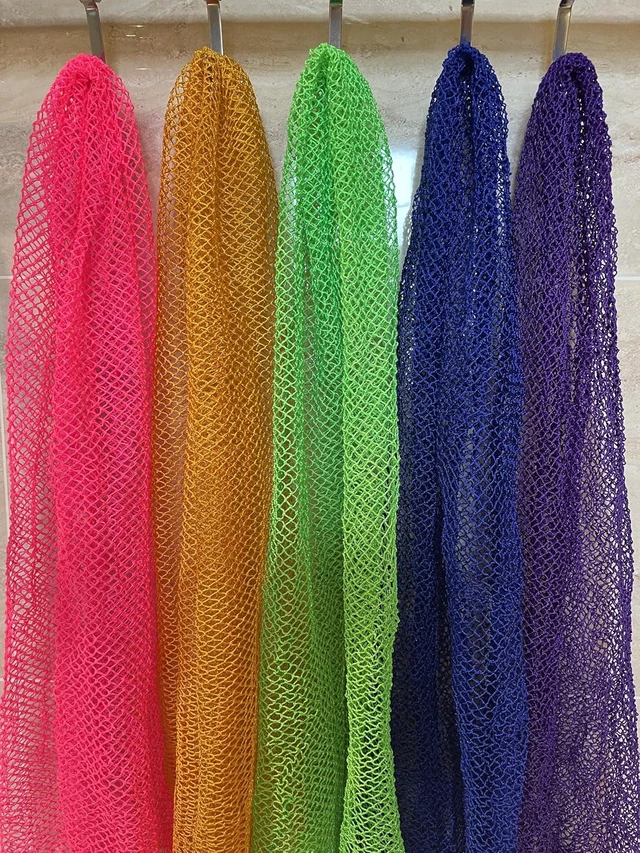 Alt view image 5 of 6 - Skin Smoother Shower Loofah, Long Exfoliating Bath Scrubber for Body and Back, African Net Sponge Set of 2
