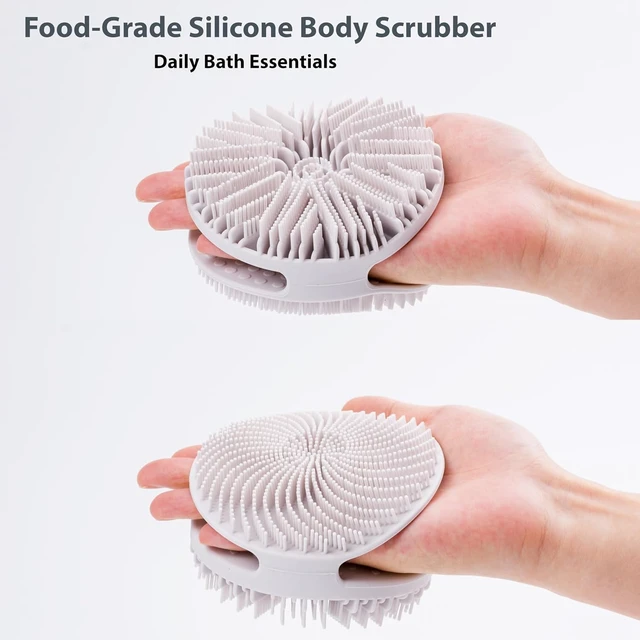 Alt view image 2 of 7 - Easy Cleaning & Rich Lather, Soft Shower Loofah & Massager Brush for Sensitive Skin, Double Silicone Body Exfoliator Set