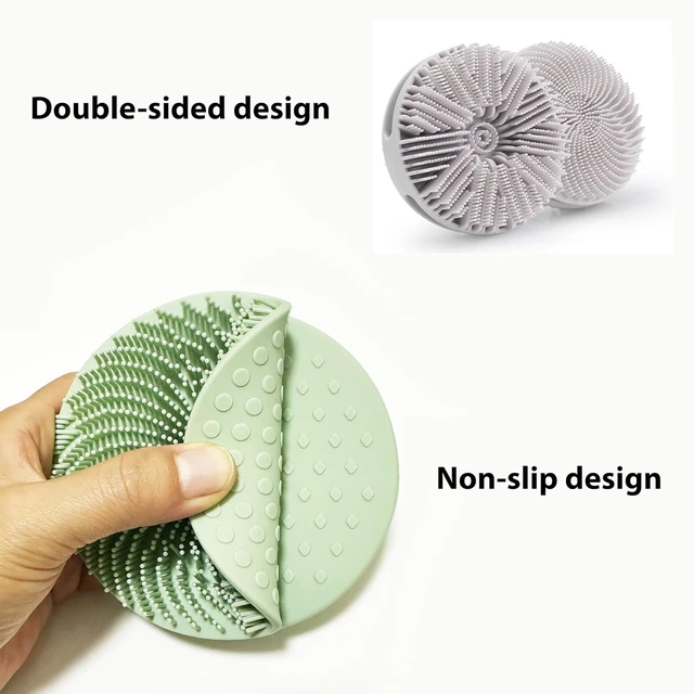 Alt view image 4 of 7 - Easy Cleaning & Rich Lather, Soft Shower Loofah & Massager Brush for Sensitive Skin, Double Silicone Body Exfoliator Set