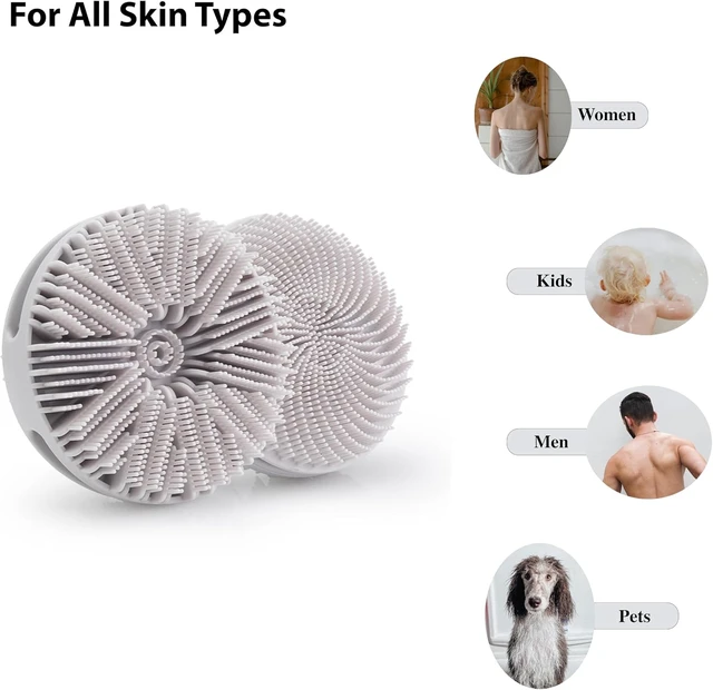 Alt view image 7 of 7 - Easy Cleaning & Rich Lather, Soft Shower Loofah & Massager Brush for Sensitive Skin, Double Silicone Body Exfoliator Set