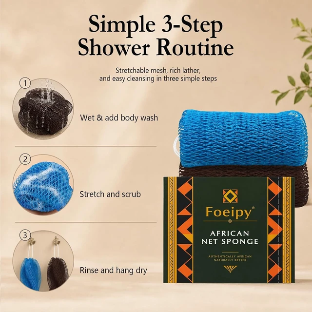 Alt view image 2 of 7 - African Net Body Scrubber Loofah Bath Sponge for Exfoliating Shower